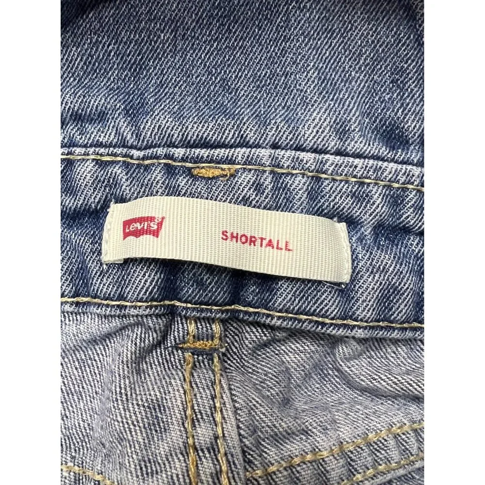 Levi's Distressed Medium Wash Shortall Girls 10 Regular - Picture 7 of 11